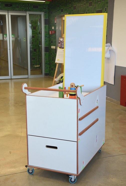 A trolley for carrying occupational therapy equipment